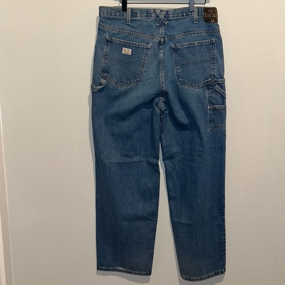 Vintage Old Navy Carpenter Jeans 36x30 Blue Grunge Style Preowned Paint Splatter - Picture 2 of 10